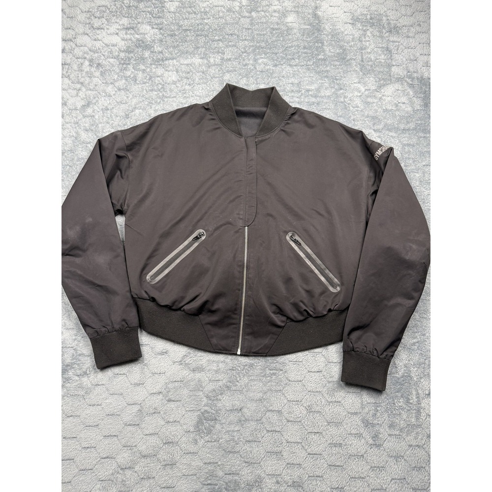 Gymshark Jacket Womens Large Black Bomber Full‎ Zip Reflective Pockets Athletic